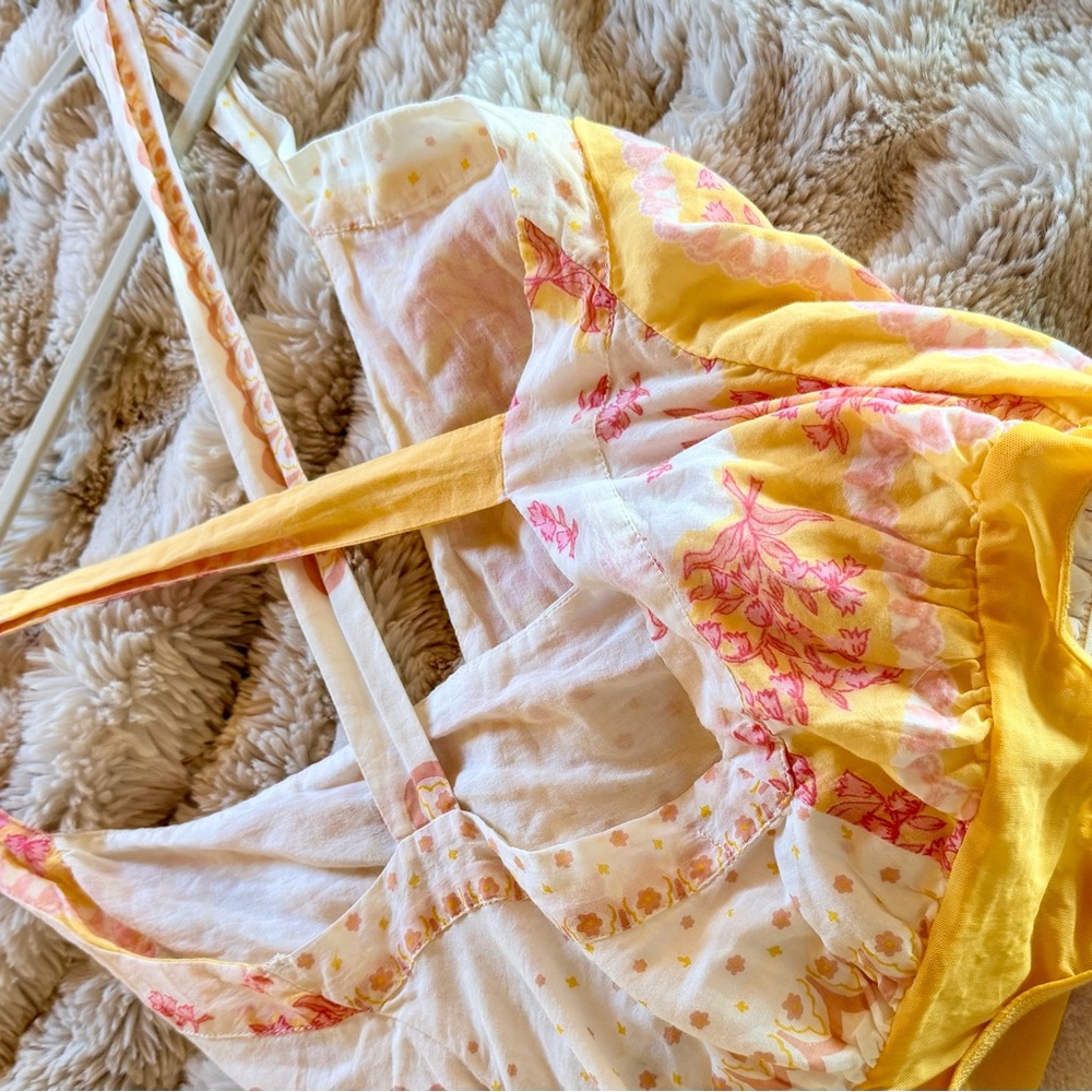 Free People Sweet Thing Mixed Print Bodysuit Marigold Combo Small NWOT - Picture 7 of 7